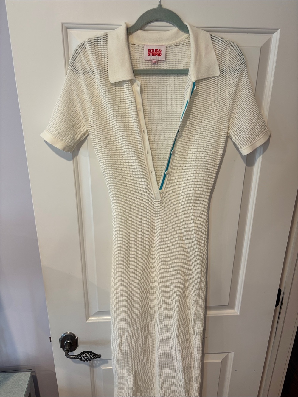 SOLID & STRIPED Cream Knit Polo Maxi Dress / Beach Cover Up XS